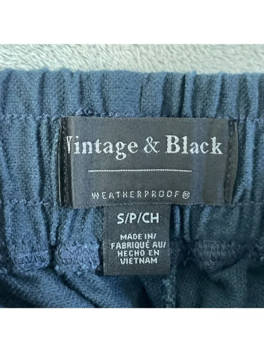 NWOT Vintage & Black Weatherproof Men's S Blue Linen Blend Pants Elastic Waist
